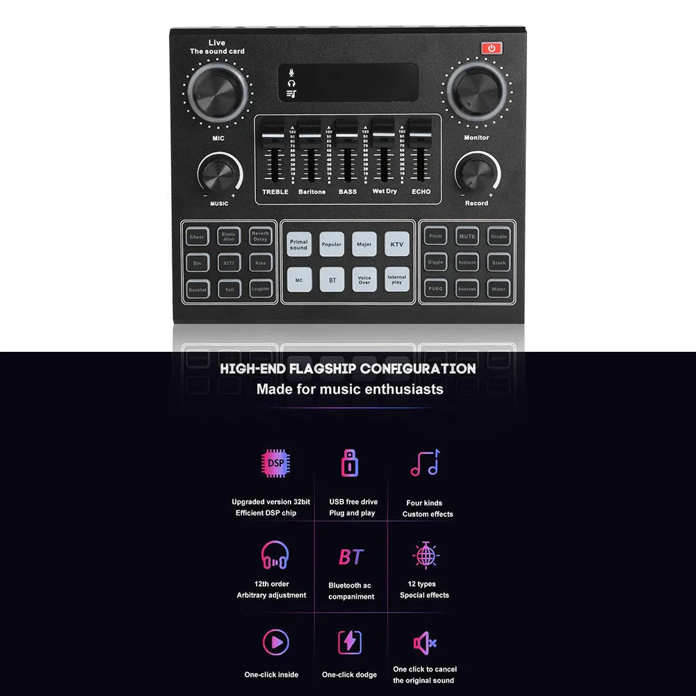 English Version V9 mobile phone live sound card set with Bluetooth and DSP chip, external USB interface