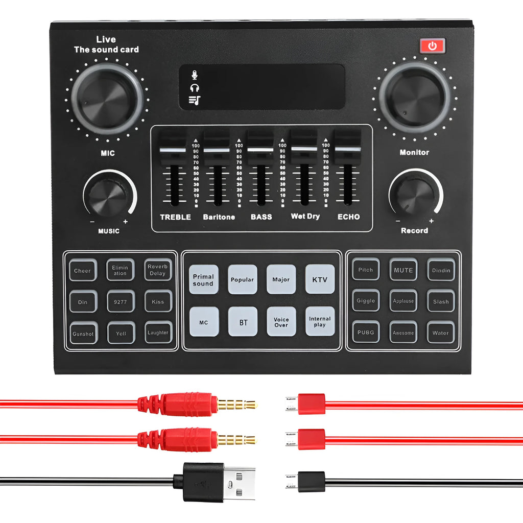 English Version V9 mobile phone live sound card set with Bluetooth and DSP chip, external USB interface