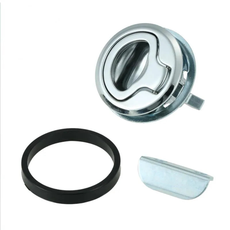 Stainless steel 316 pull ring deadlock for industrial chassis cabinet, round lock with zinc alloy chrome plated component