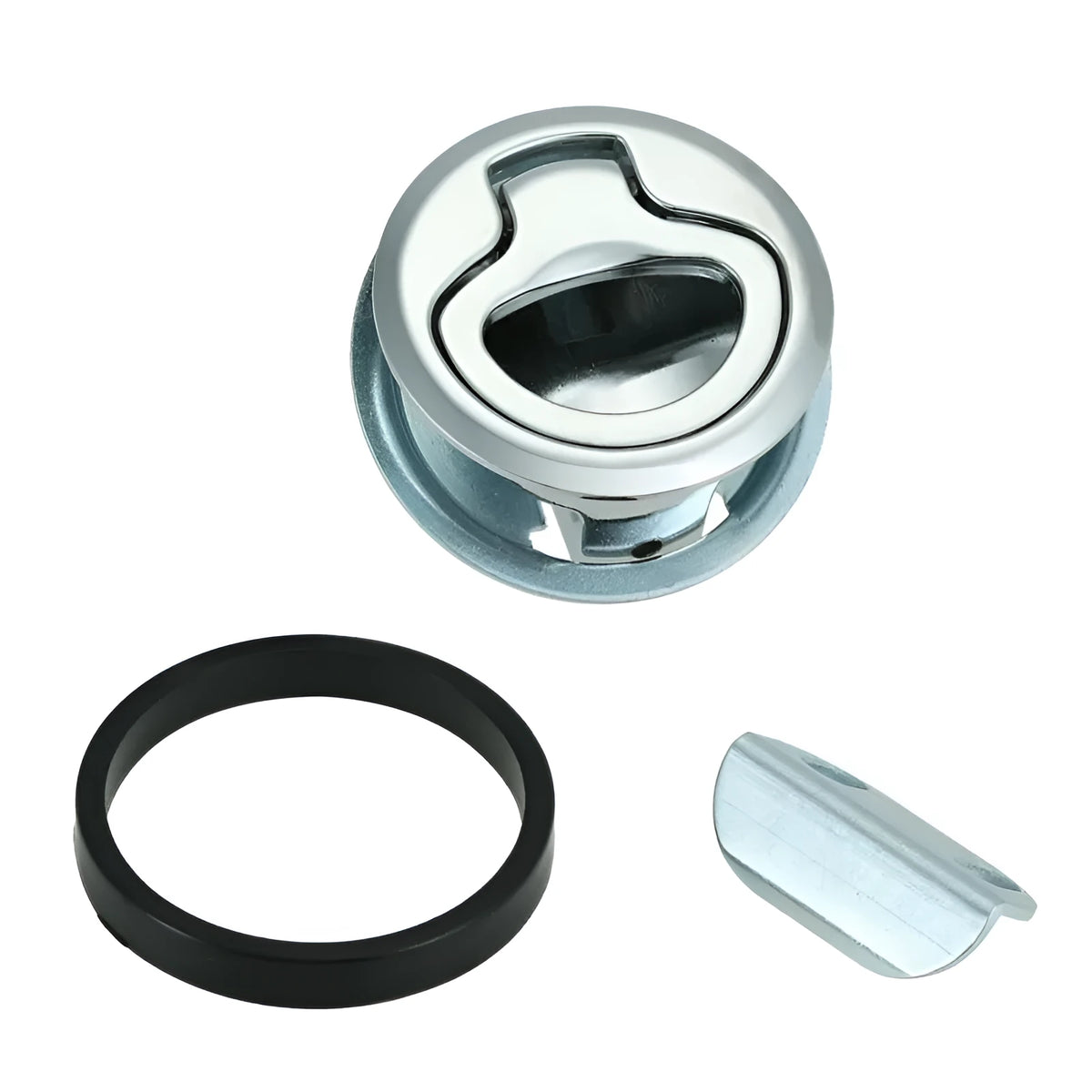 Stainless steel 316 pull ring deadlock for industrial chassis cabinet, round lock with zinc alloy chrome plated component