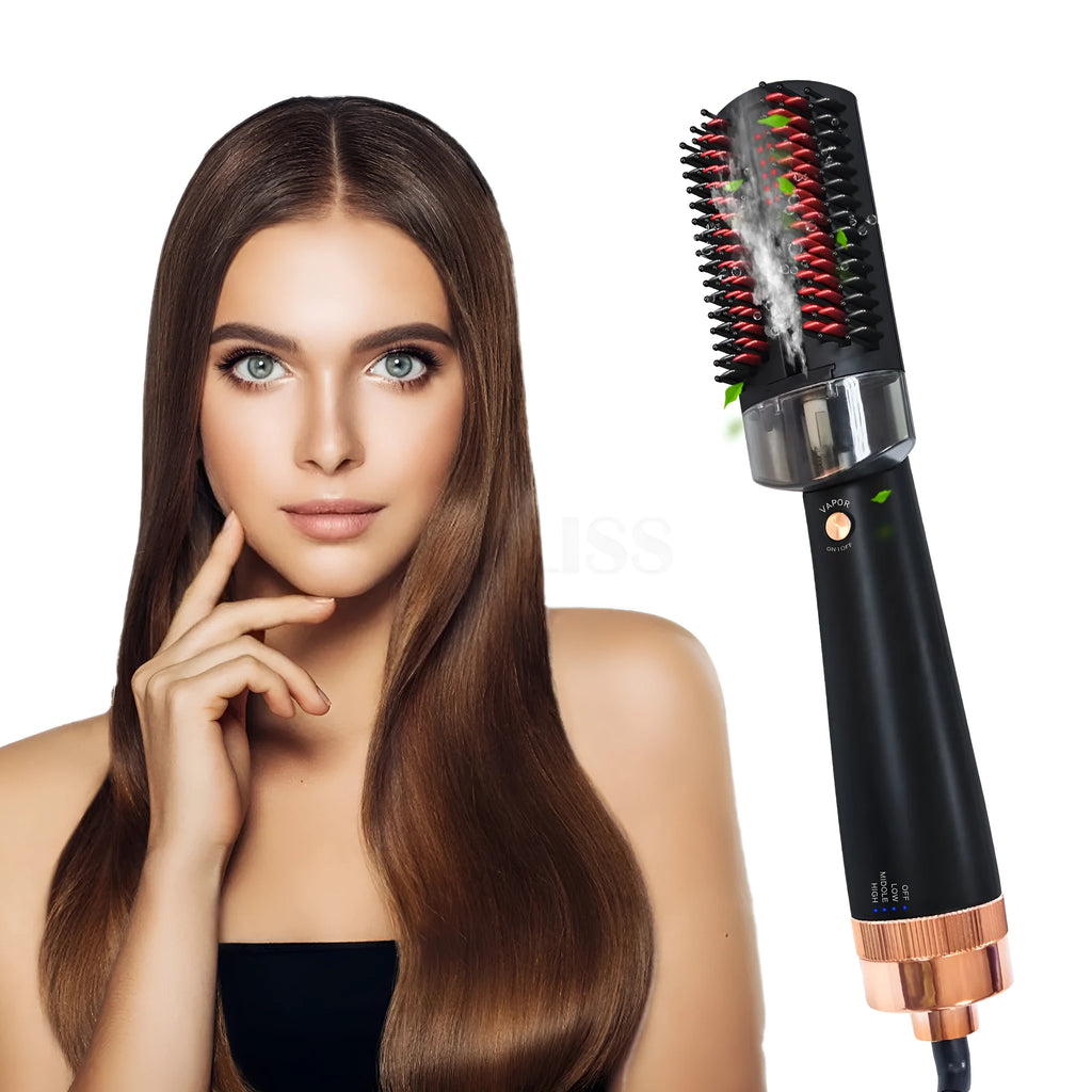 Black and pink tourmaline ceramic hot air comb with infrared spray technology