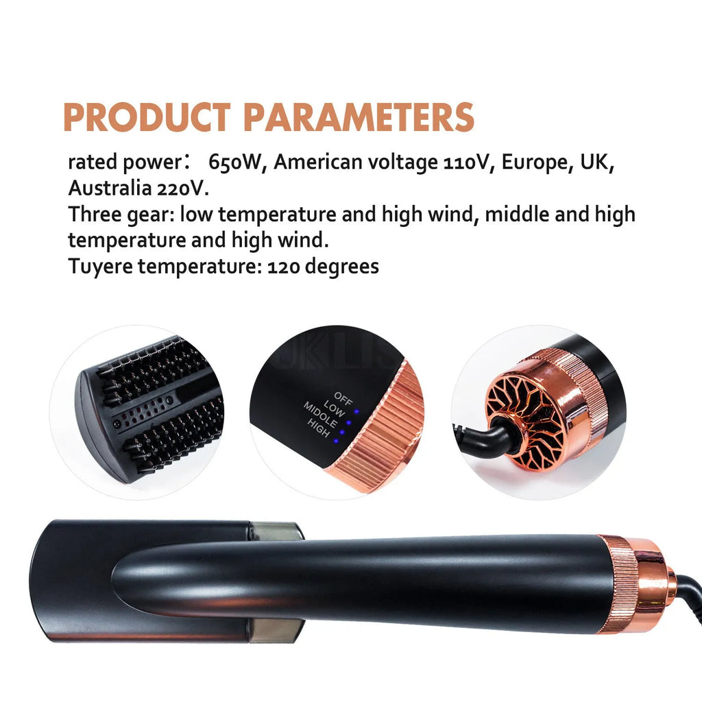 Black and pink tourmaline ceramic hot air comb with infrared spray technology