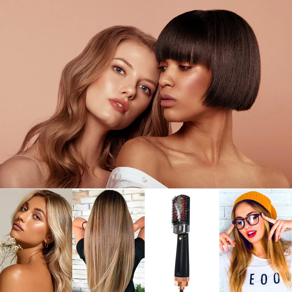 Black and pink tourmaline ceramic hot air comb with infrared spray technology