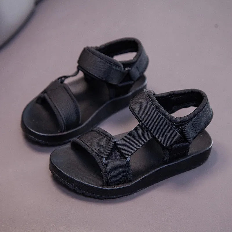 School breathable casual shoes for men, black artificial leather, non-slip plain design