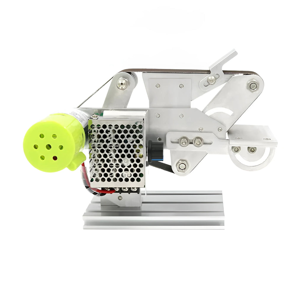 895 fixed-angle belt sharpening machine with speed adjustment dial and compact desktop design