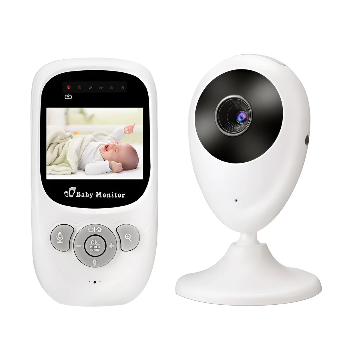 Wireless indoor baby monitor camera with 2MP CMOS sensor, 1080P resolution, 3.6mm lens and motion detection.