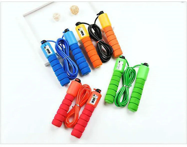 Adult synchronized sports skipping rope with counting function and sponge handles