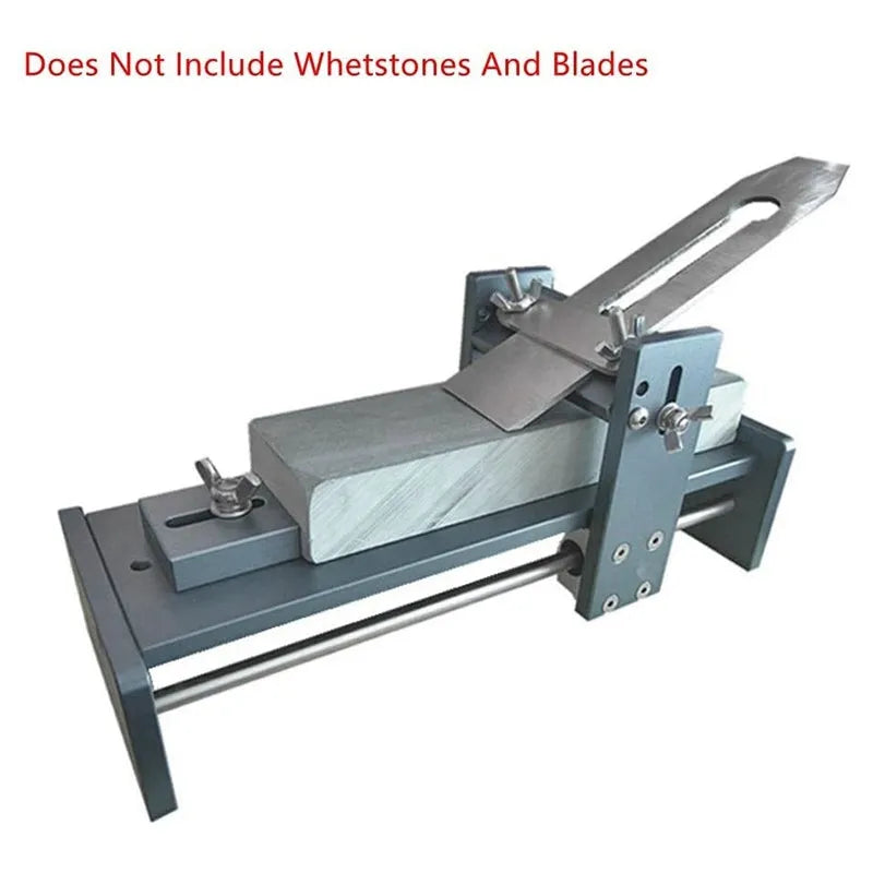 Fixed angle woodworking sharpener tool made of aluminium alloy and stainless steel for chisels and planer blades.
