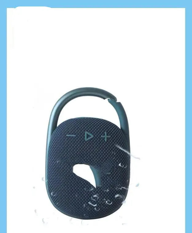 A compact portable Bluetooth speaker shown in one of its six available colours: black, blue, pink, silver grey, red, or green.