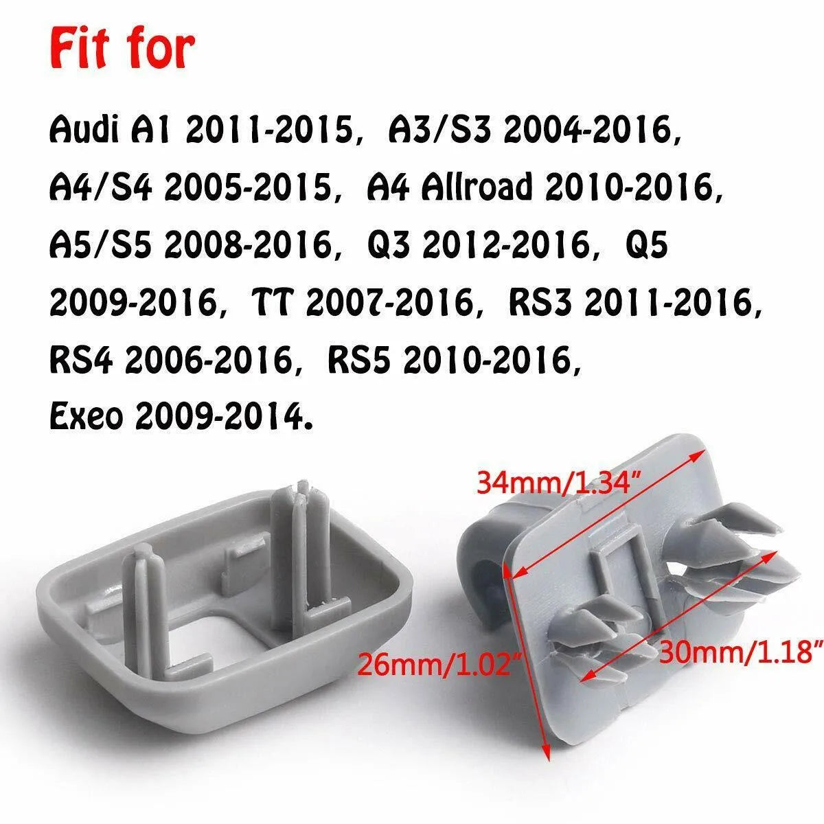 GM sun visor baffle clip in grey, beige or black, single plastic replacement buckle retainer