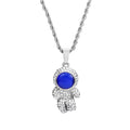 Wandering Earth astronaut pendant necklace, alloy electroplated, twist chain 51cm to 80cm, gold or silver with gift box