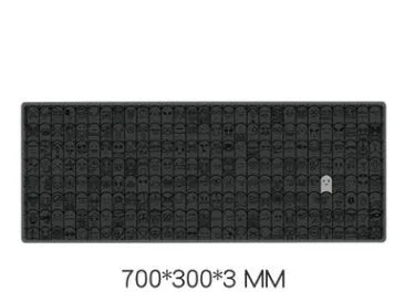 Grey cloth gaming mouse wrist sticker showing non-slip surface texture