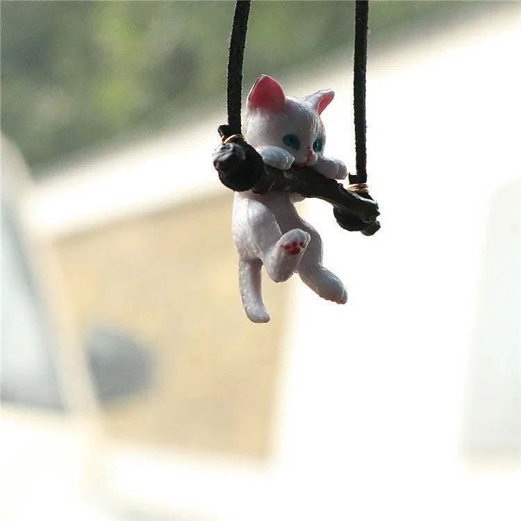 Creative cute branch cat rearview mirror pendant as simple car interior decoration accessory