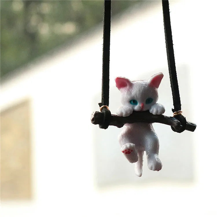 Creative cute branch cat rearview mirror pendant as simple car interior decoration accessory