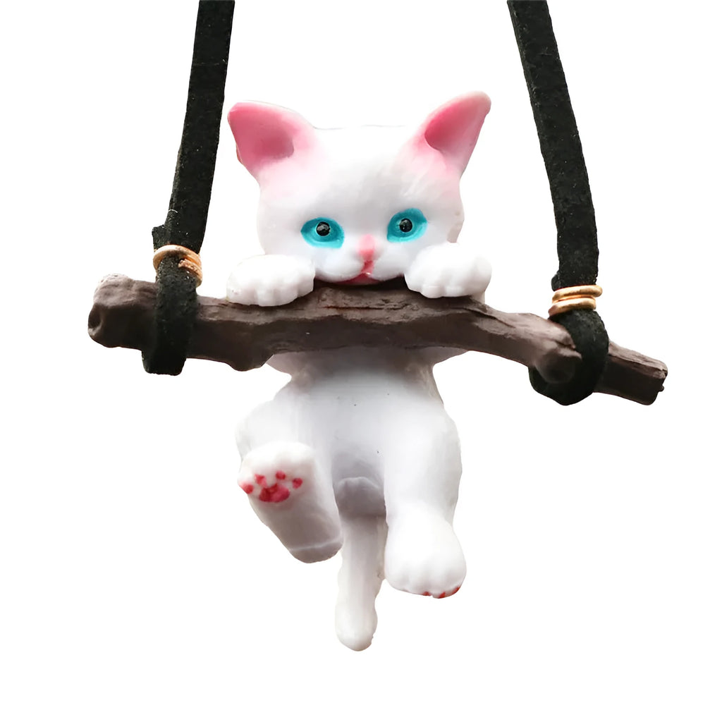Creative cute branch cat rearview mirror pendant as simple car interior decoration accessory