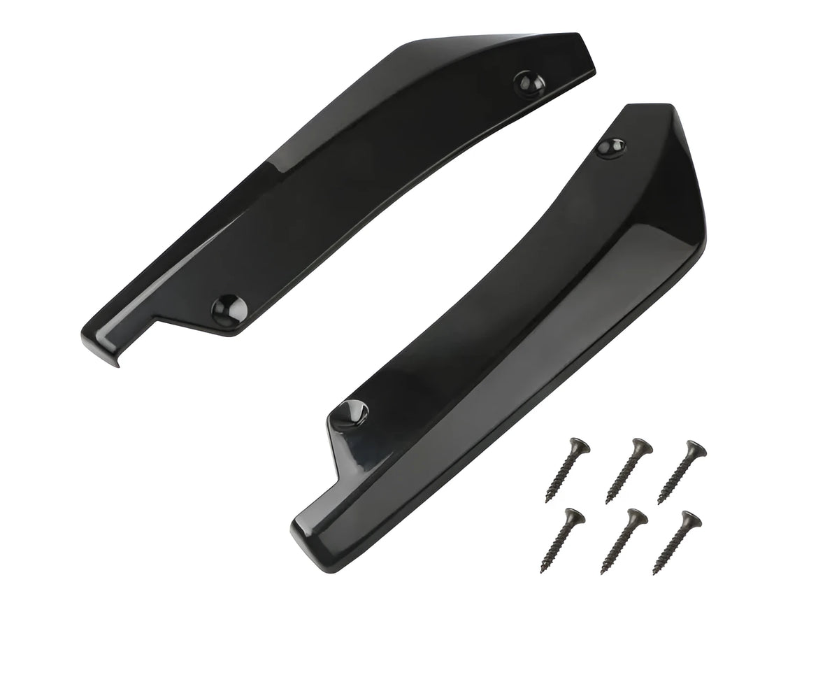 Universal car rear corner splitter in bright black or carbon fiber finish, ABS plastic rear bumper trim