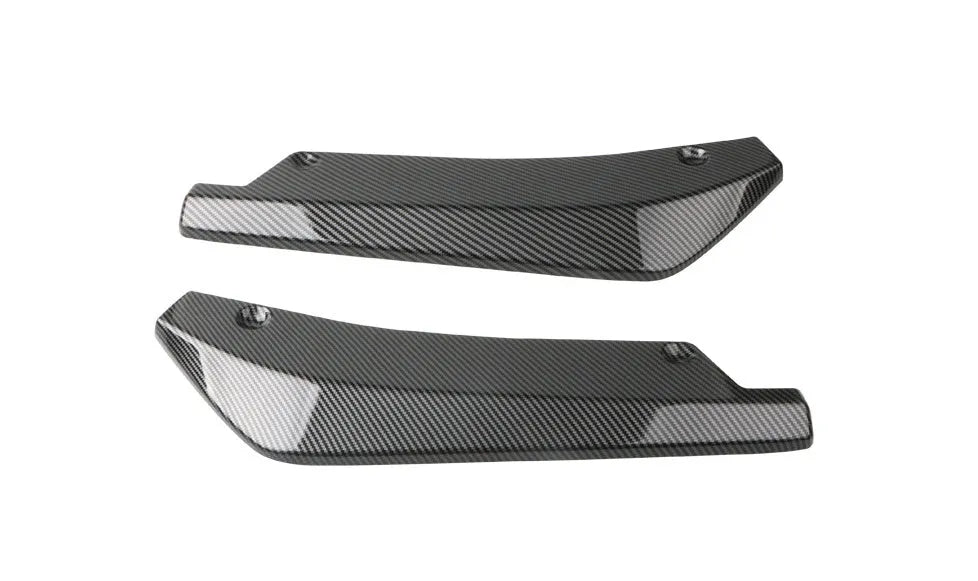 Universal car rear corner splitter in bright black or carbon fiber finish, ABS plastic rear bumper trim