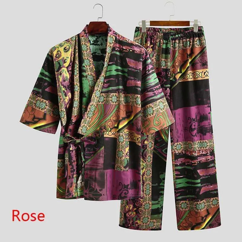 Men's 100% cotton printed lace-up V-neck half-sleeve pajama set in blue, red, and rose for summer