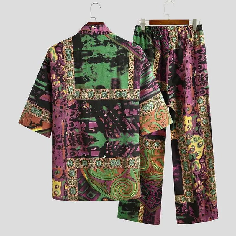 Men's 100% cotton printed lace-up V-neck half-sleeve pajama set in blue, red, and rose for summer