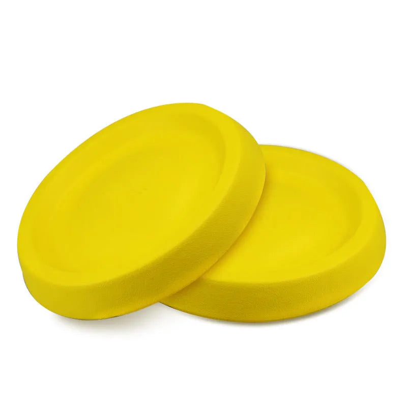 Yellow EVA plastic dog fetch ball weighing 70g for training and bonding exercises