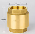 Brass all copper check valve with threaded connections, shown in horizontal and vertical configurations.