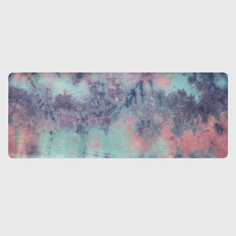 TPE yoga mat 5mm thick with tie-dyed suede top in Symphony Purple and Symphony Pink colours