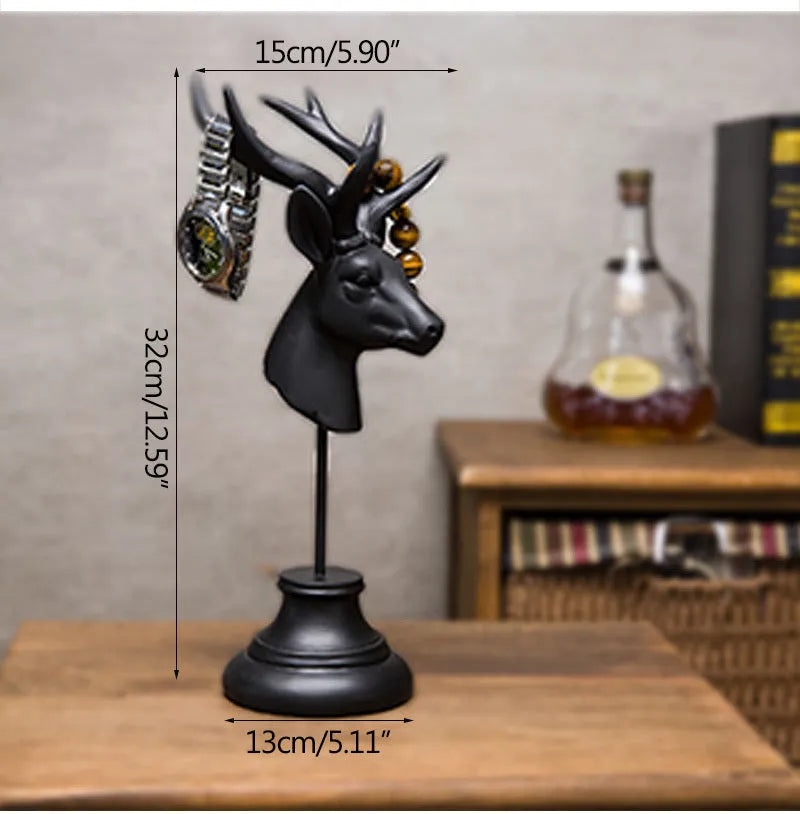 Natural resin animal sculpture home decoration figurine in black, white, and wood colour finishes.