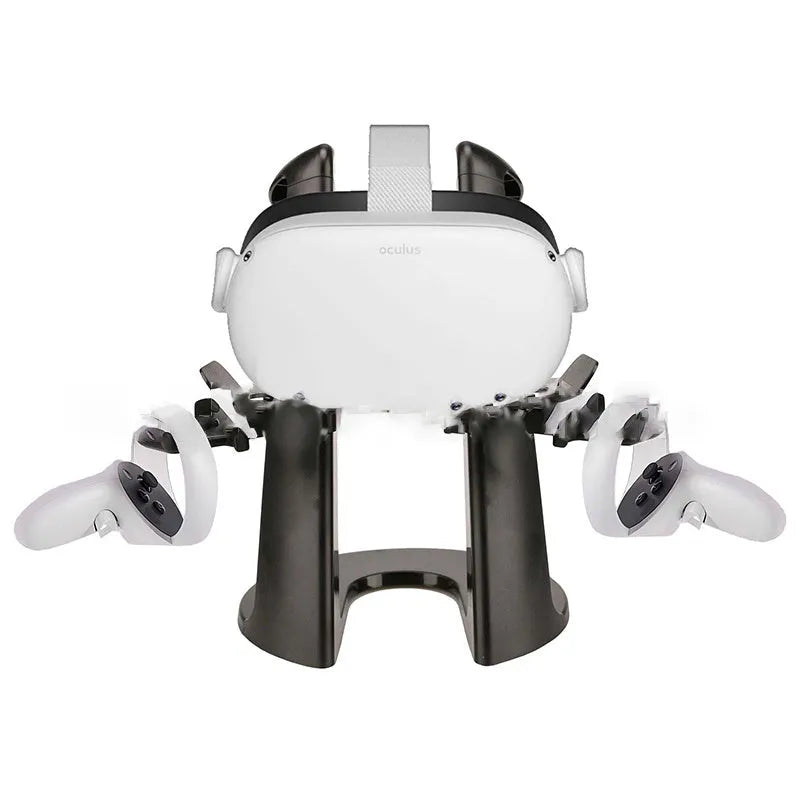 White VR display bracket for Oculus headsets made from ABS, shown empty and ready for use