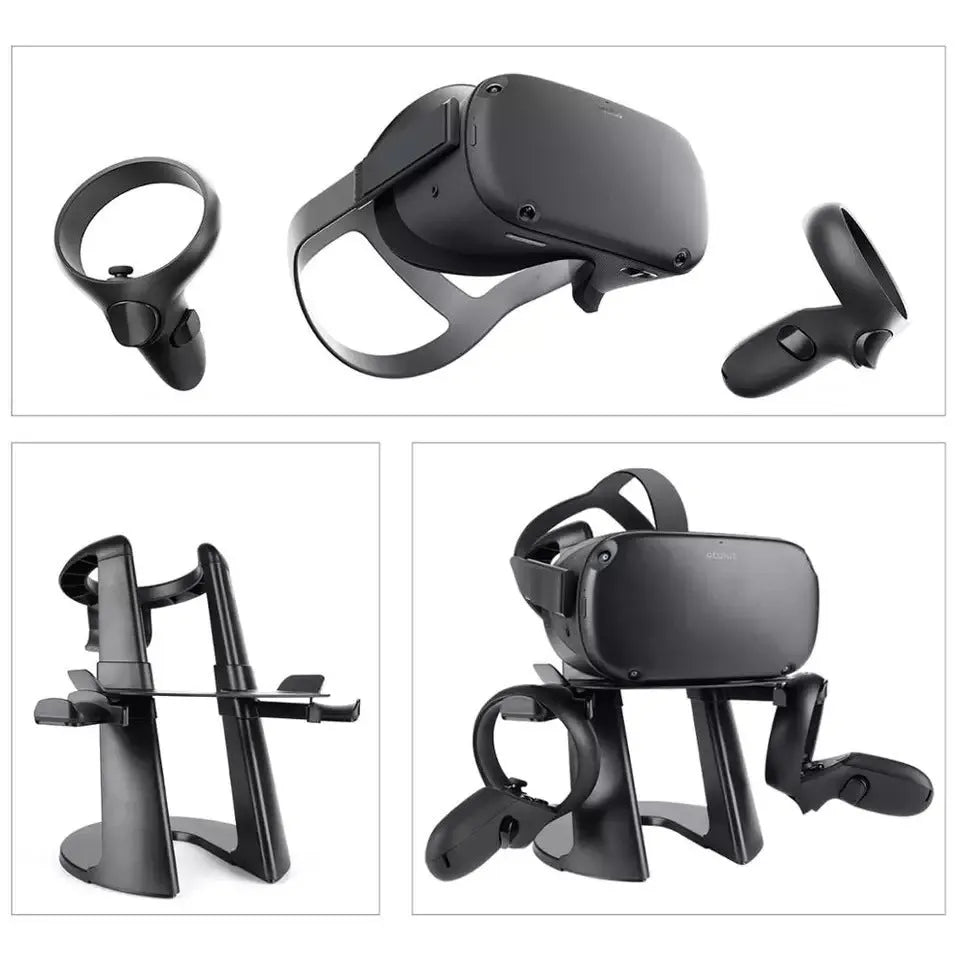 White VR display bracket for Oculus headsets made from ABS, shown empty and ready for use