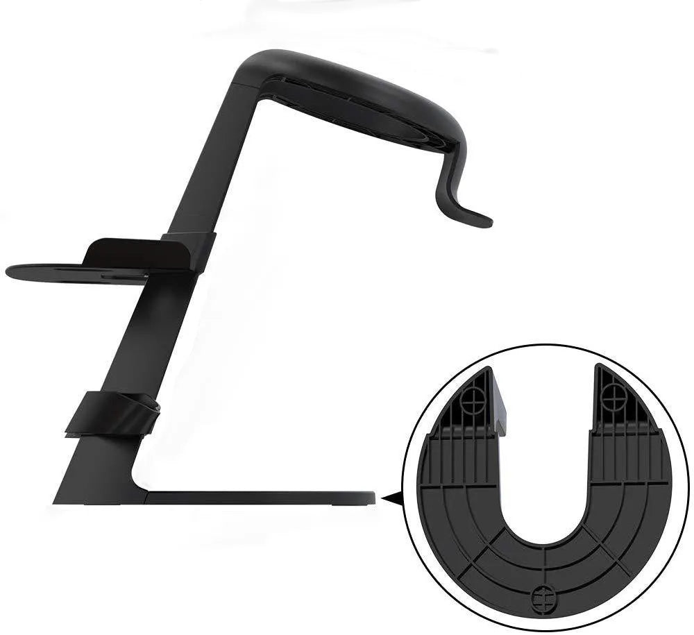White VR display bracket for Oculus headsets made from ABS, shown empty and ready for use