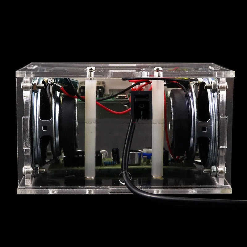 Bluetooth speaker DIY kit with transparent acrylic shell and electronic components for assembly