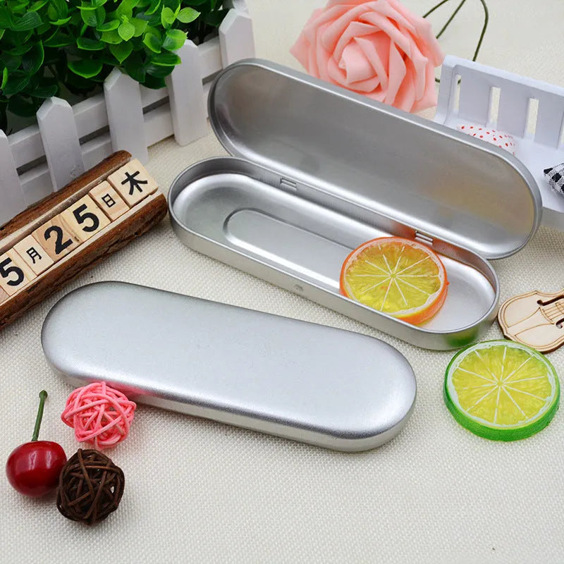 Rectangular frosted iron tinplate box for pen and pencil storage