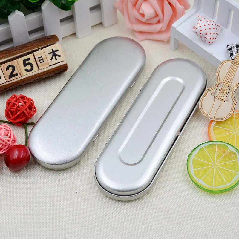 Rectangular frosted iron tinplate box for pen and pencil storage