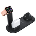 Black or white three-in-one wireless charging bracket for Apple Watch and AirPods with USB connectivity