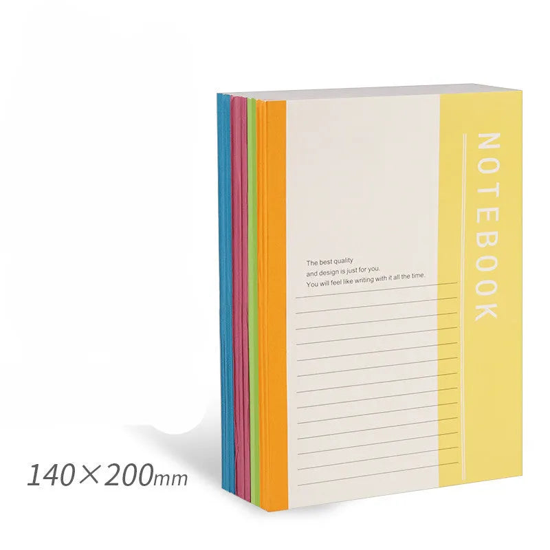 Soft cover thickened notebook with smooth paper in A5 size open on a desk