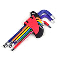 Hexagonal screwdriver torx inner hexagonal L-shaped wrench set with colour-coded plastic sleeve and black laser surface treatment