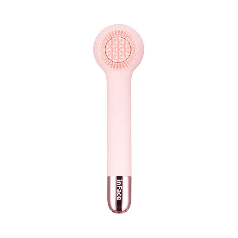 Grey electric shower brush with four rotating heads for back cleansing and massage