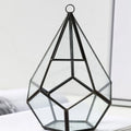 Metal and glass succulent terrarium planter with golden heart or Chinese calligraphy decoration