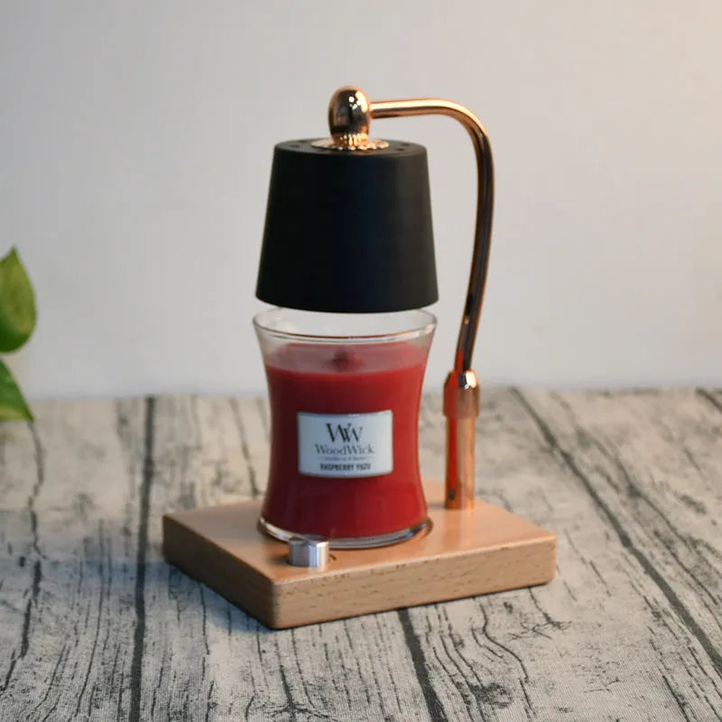 Solid wood aromatherapy wax melt lamp candlestick in black or white finish.