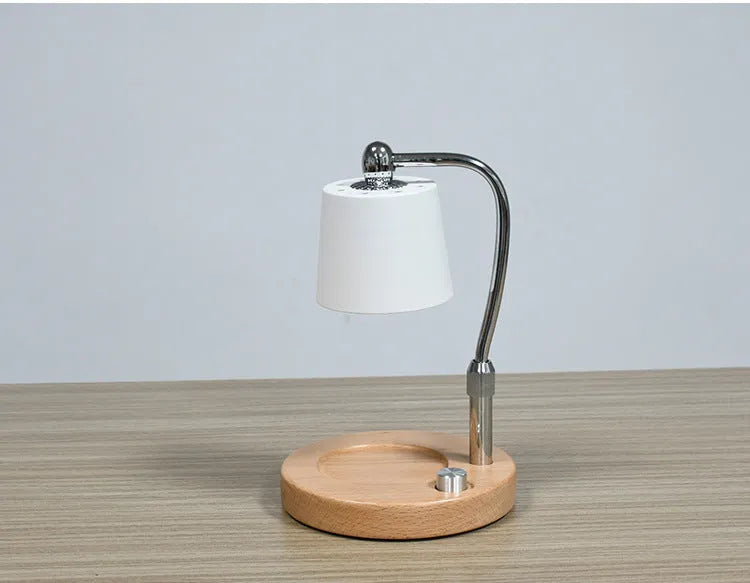 Solid wood aromatherapy wax melt lamp candlestick in black or white finish.
