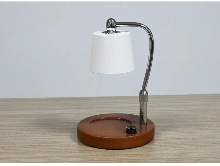Solid wood aromatherapy wax melt lamp candlestick in black or white finish.