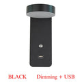Modern square LED wall lamp with acrylic shade showing rotating adjustment and dimming control