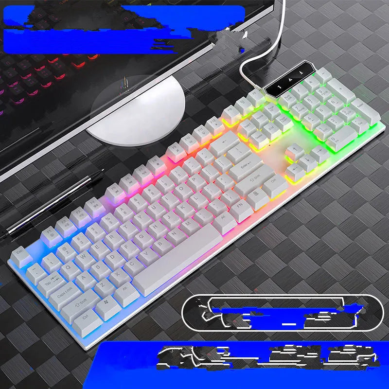 Wired gaming keyboard and mouse set with manipulator feel tactile feedback and multimedia function keys