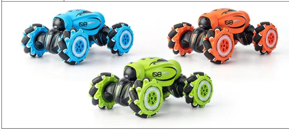 D876 blue gesture-sensing remote control car with transformation feature and somatosensory remote on a table.