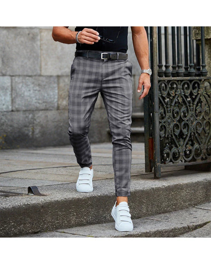 Men's stylish plaid casual pants in various colors and sizes