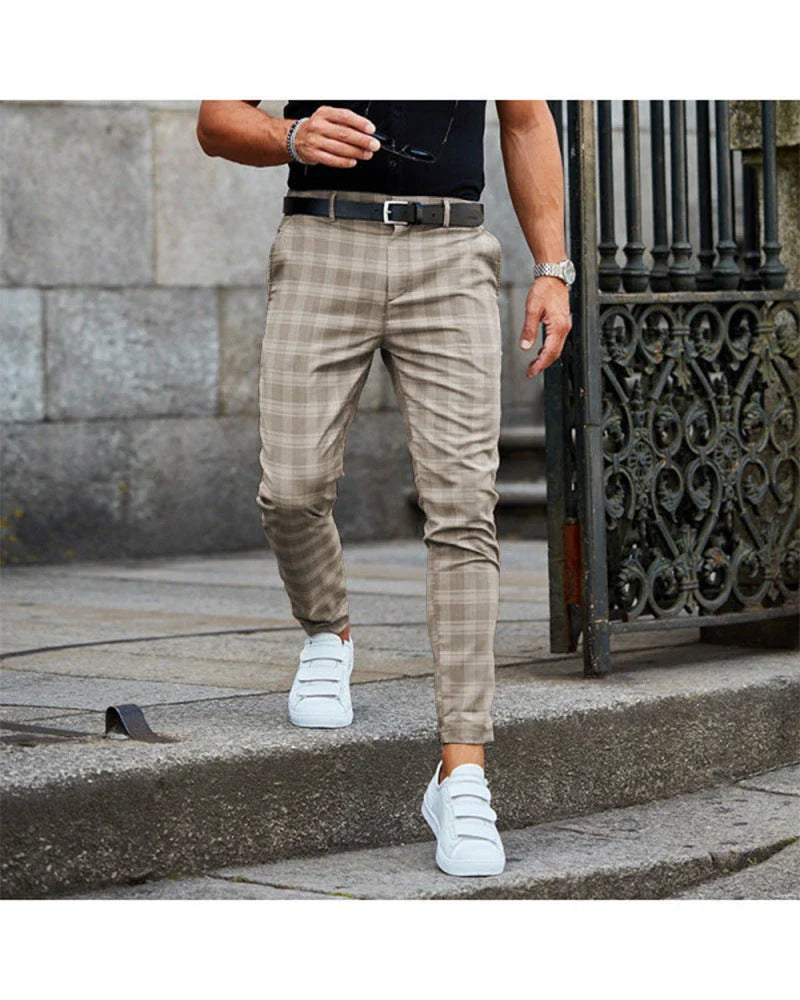 Men's stylish plaid casual pants in various colors and sizes