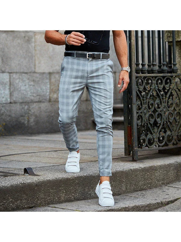 Men's stylish plaid casual pants in various colors and sizes