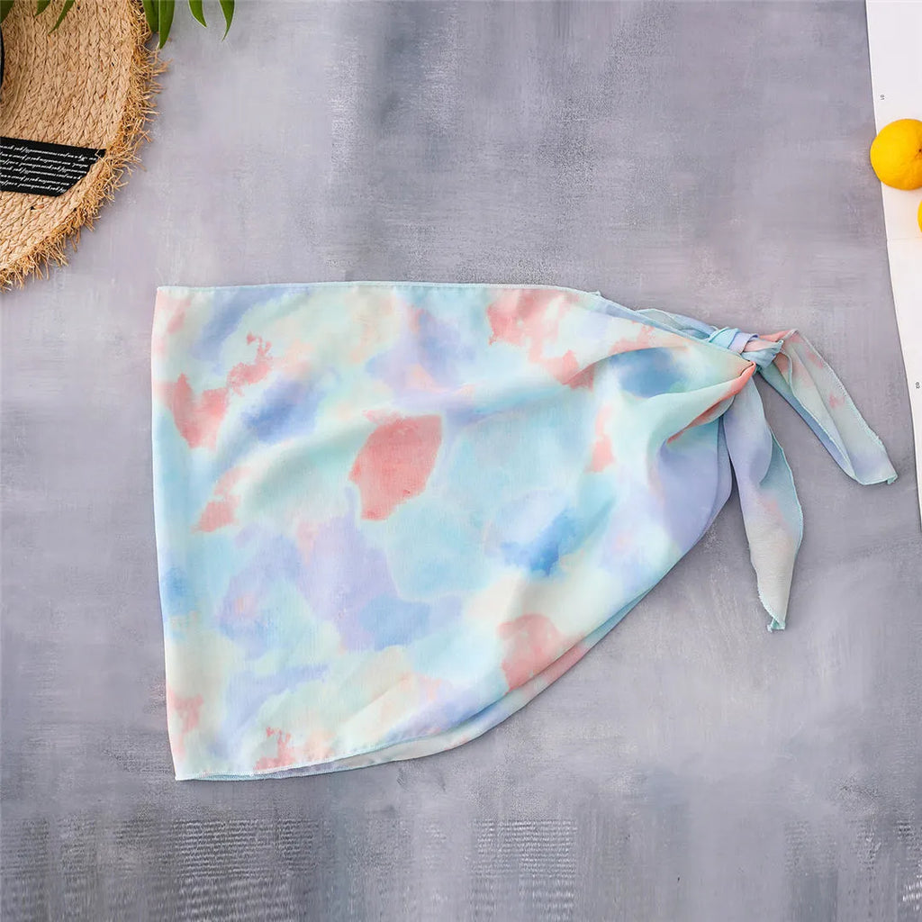 Ladies split swimsuit tie-dye bikini in colour 9944 with chest pad, polyester, two-piece set