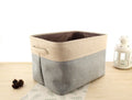 Blue imitation cotton linen fabric folding storage box without cover shown in medium size