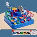 Children's plastic parking lot toy track with crane, conveyor belt, and included vehicles